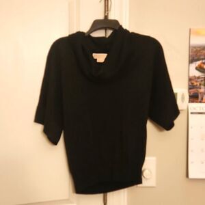 Michael Kors Women's Black Sparkly Cowlneck Shortsleeve Sweater Size S